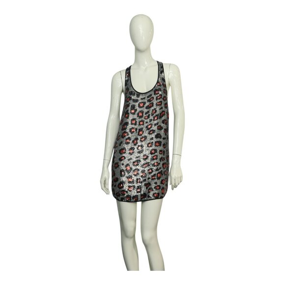 Ashish Silvery Fully Sequined Leopard Print Mini Length Tank Dress size S - Picture 1 of 7